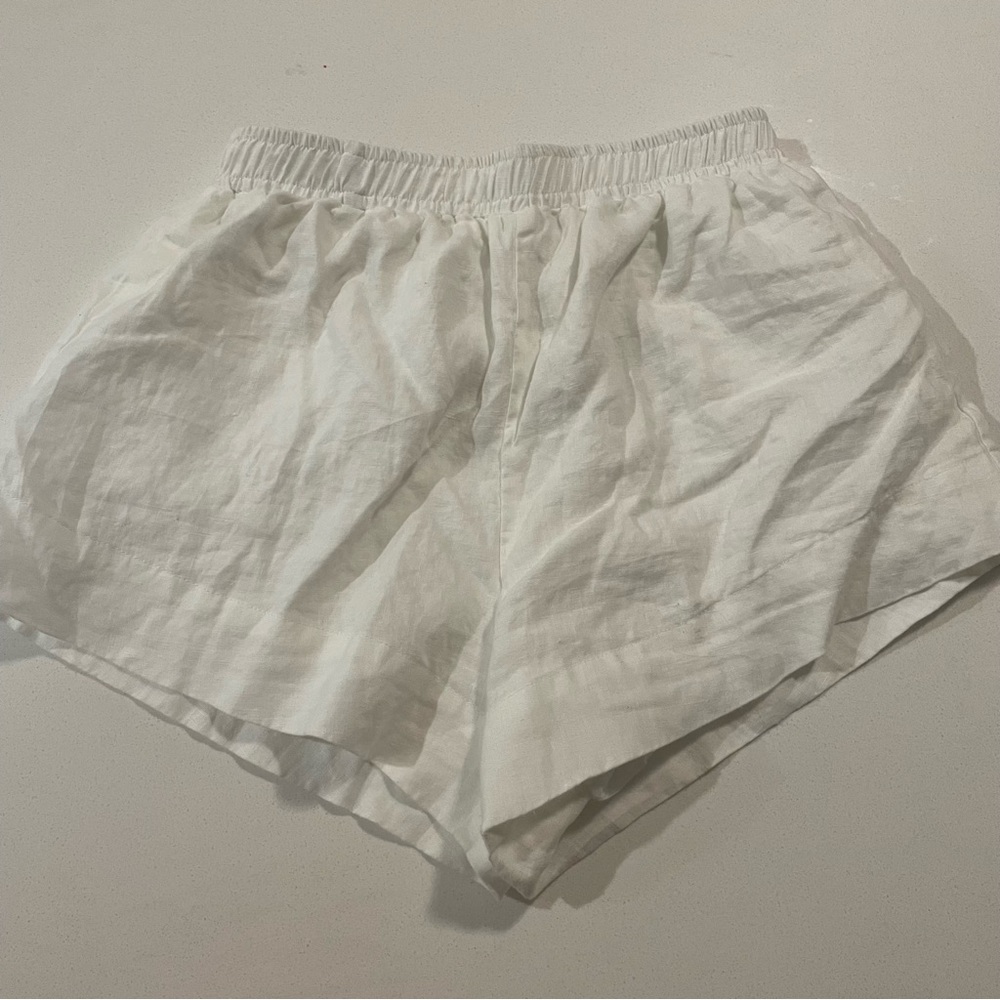White linen shorts